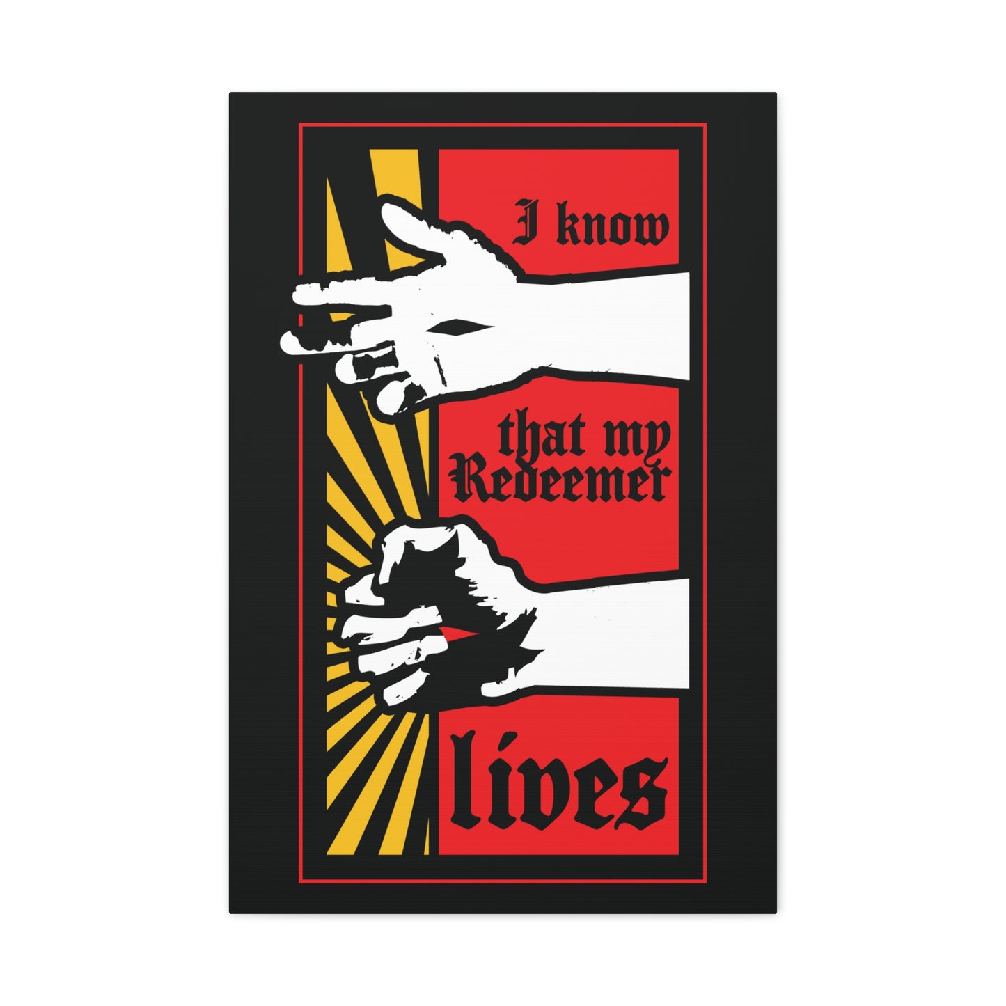 I Know That My Redeemer Lives (Job 19:25) | Comic Book Style Design | Resurrected Jesus Fist with Divine Power | Orthodox Christian Wall Art