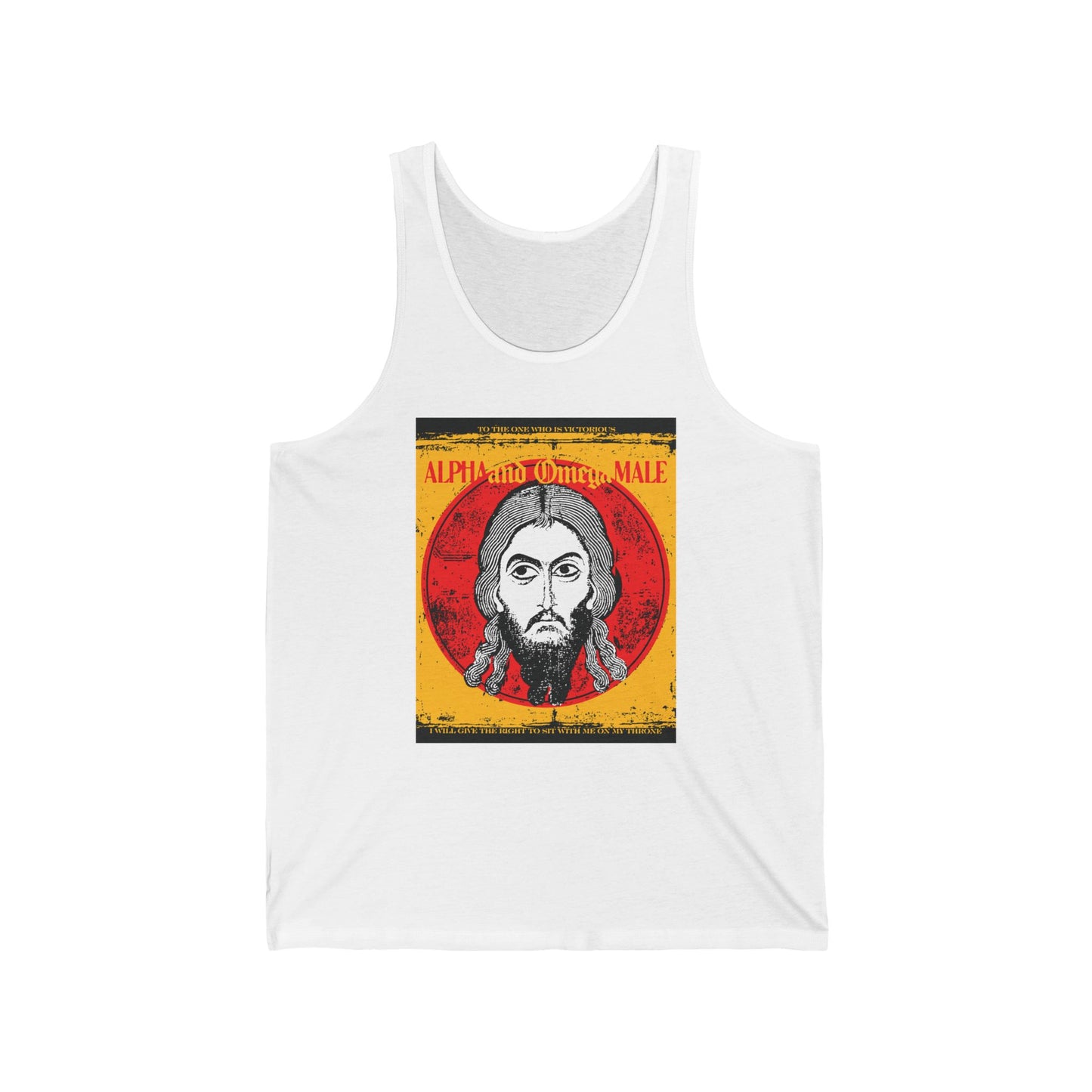 Alpha and Omega Male (Jesus Christ Image of Edessa IkonoGraphic) No. 1 | Orthodox Christian Tank Top