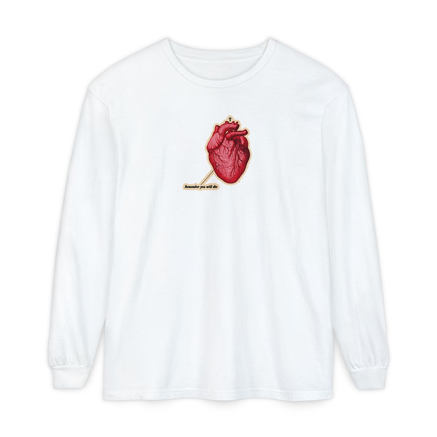Remember You Will Die Retro Medical Textbook Heart Design | Orthodox Christian Long Sleeve Shirt