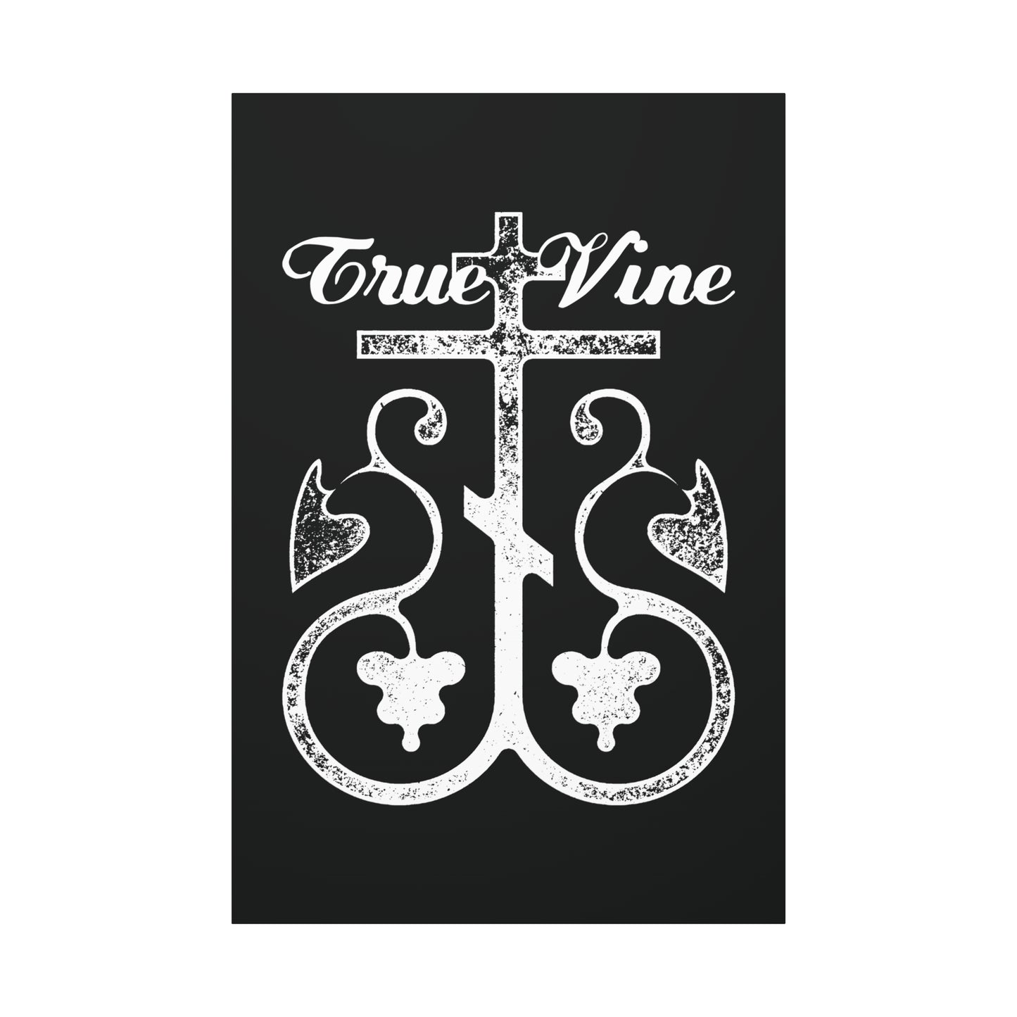 I Am the True Vine (John 15, Ezekiel 15) | Orthodox Cross with Grape Vine | Photocopy Effect | Orthodox Christian Canvas Wall Art