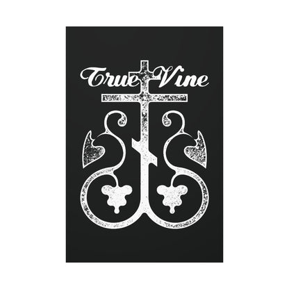 I Am the True Vine (John 15, Ezekiel 15) | Orthodox Cross with Grape Vine | Photocopy Effect | Orthodox Christian Canvas Wall Art