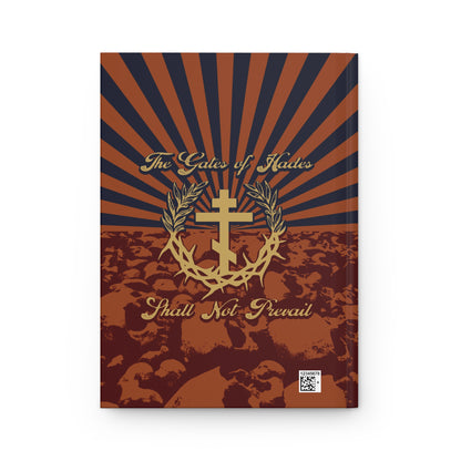 The Gates of Hades Shall Not Prevail | Cross with Wreath & Crown of Thorns | Skulls and Rays | Orthodox Christian Hardcover Journal
