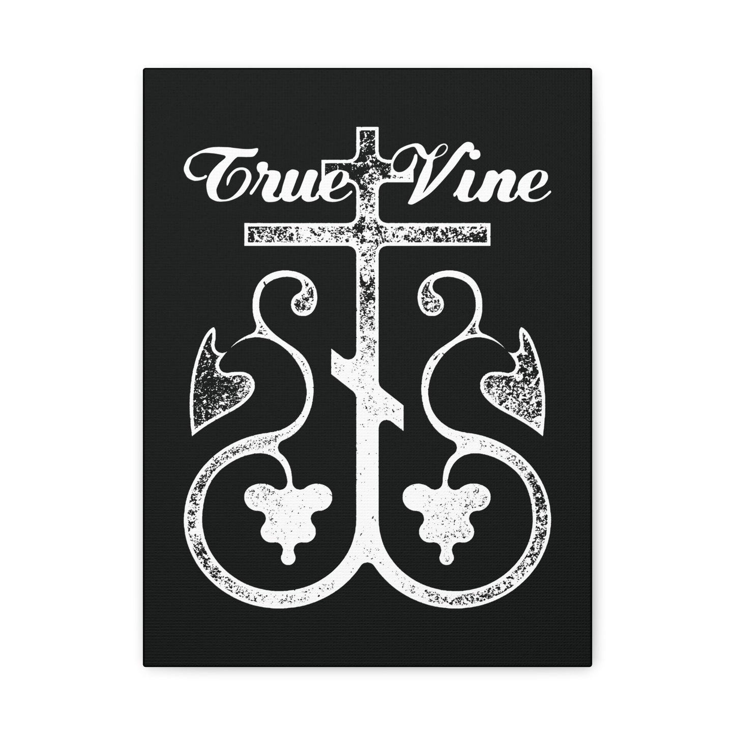 I Am the True Vine (John 15, Ezekiel 15) | Orthodox Cross with Grape Vine | Photocopy Effect | Orthodox Christian Canvas Wall Art