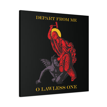 St Marina IconoGraphic (Depart from Me O Lawless One) | Saint Beating the Devil with a Hammer | Orthodox Christian Canvas Art