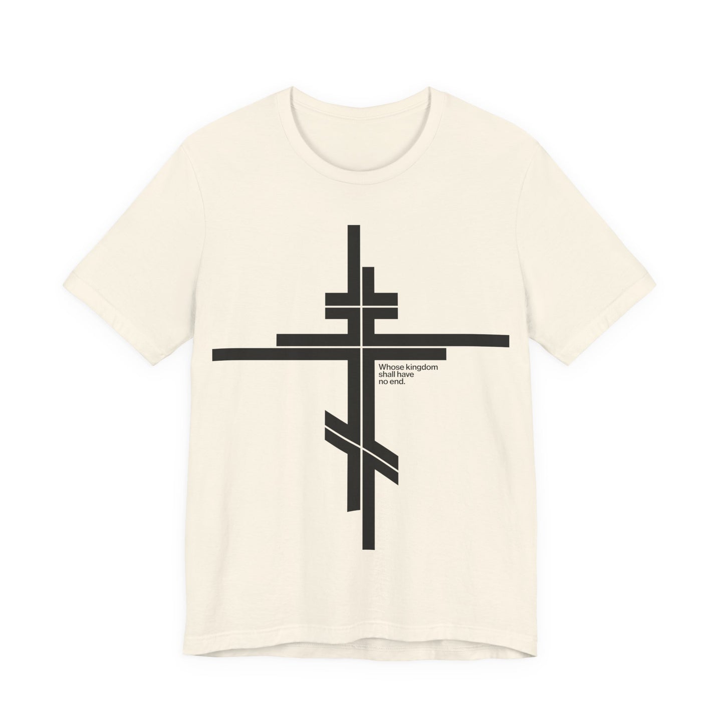 Whose Kingdom Shall Have No End | Luke 1:32-33 | Orthodox Cross | Modernist Minimalist Logo Style | Orthodox Christian Unisex Cotton T-Shirt