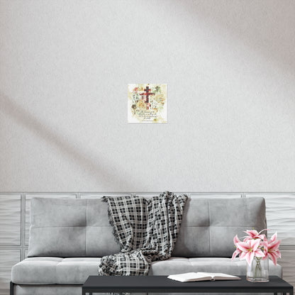 Preparing For Death | White & Beige Floral Scrapbook Texture Cross | Arts & Crafts Style | St Irenaeus | Orthodox Christian Art Poster