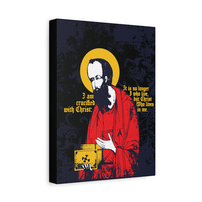 St Paul Holding Gospel Iconographic | I am crucified with Christ (Galatians 2:20) | Orthodox Christian Canvas Art