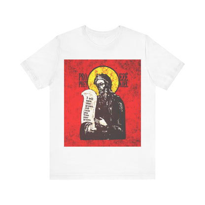 Prophet Ezekiel IconoGraphic | Textured, High Contrast Bright Red and Yellow Design | Old Testament | Orthodox Christian T-Shirt