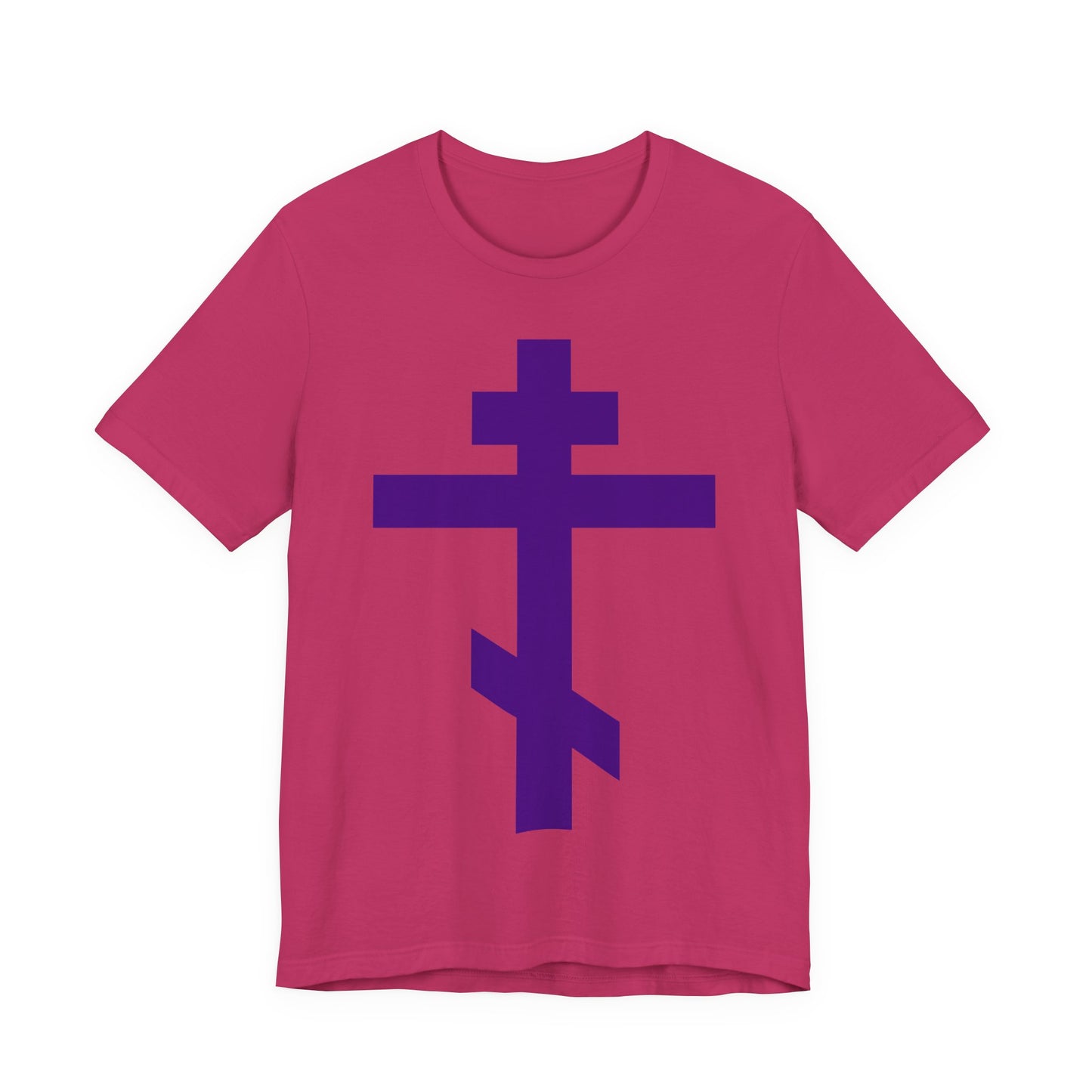 Purple Orthodox Tribar Cross | Preserve Thy People By Thy Cross, O Lord | Christ is King | Christian Unisex Cotton Tee