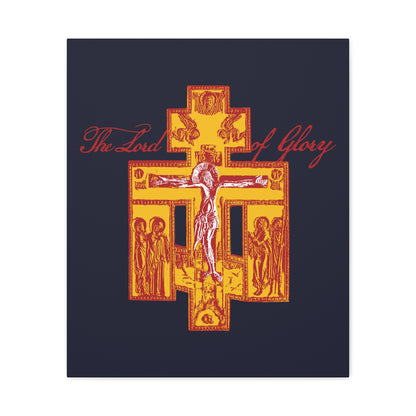 The Lord of Glory | Russian Golgotha Crucifix IconoGraphic (Blue BG) | 1 Corinthians 2:8 | Orthodox Christian Canvas Art