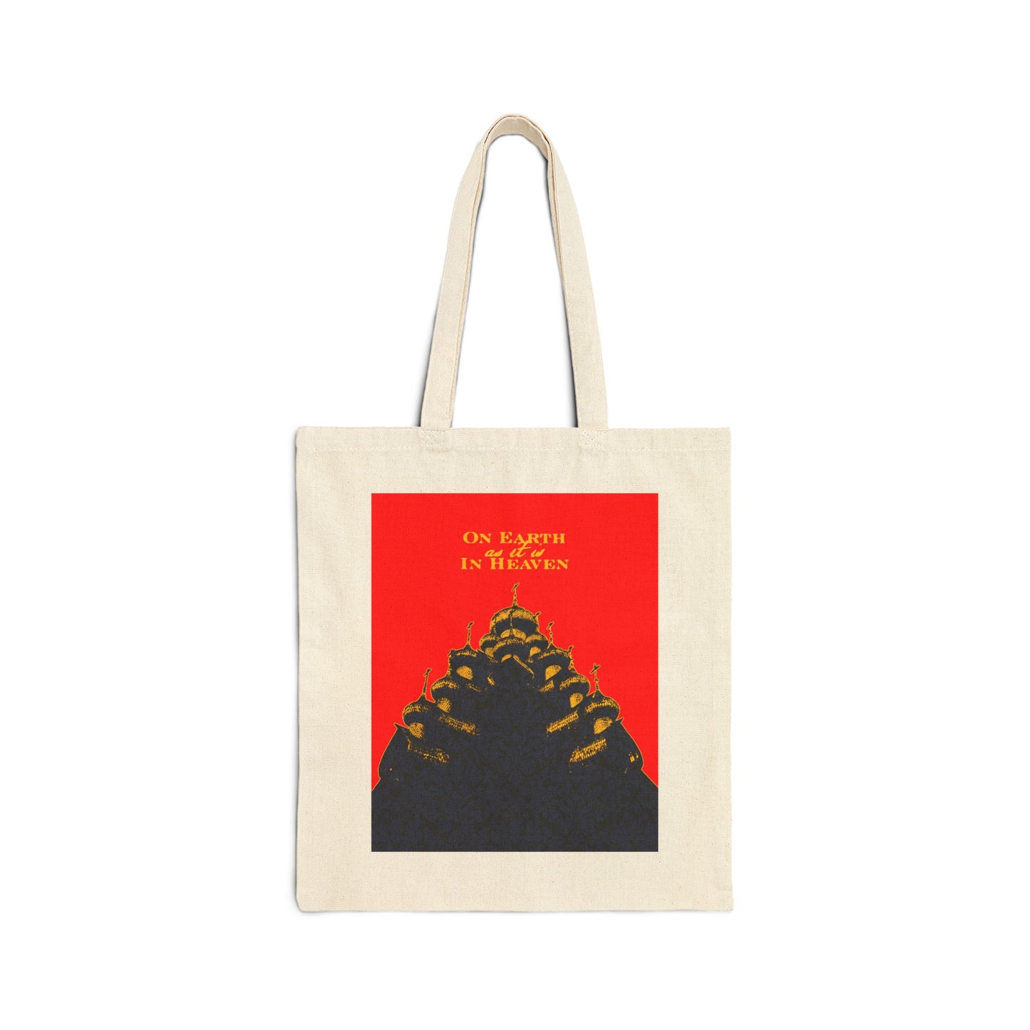The Church: On Earth As It Is In Heaven | Lord's Prayer | Ancient Russian Wooden Church Design | Orthodox Christian Canvas Tote Bag
