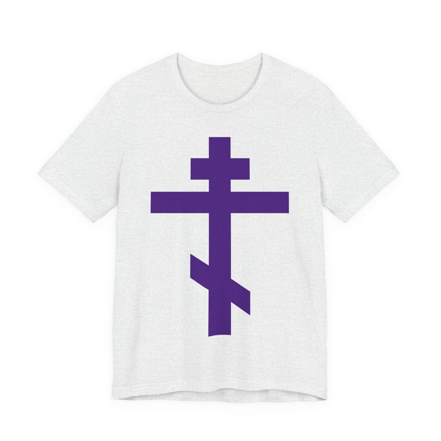 Purple Orthodox Tribar Cross | Preserve Thy People By Thy Cross, O Lord | Christ is King | Christian Unisex Cotton Tee