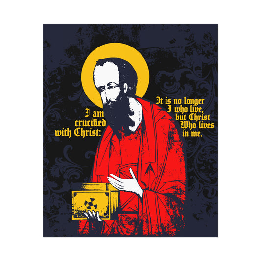 St Paul Holding Gospel Iconographic | I am crucified with Christ (Galatians 2:20) | Orthodox Christian Art Poster