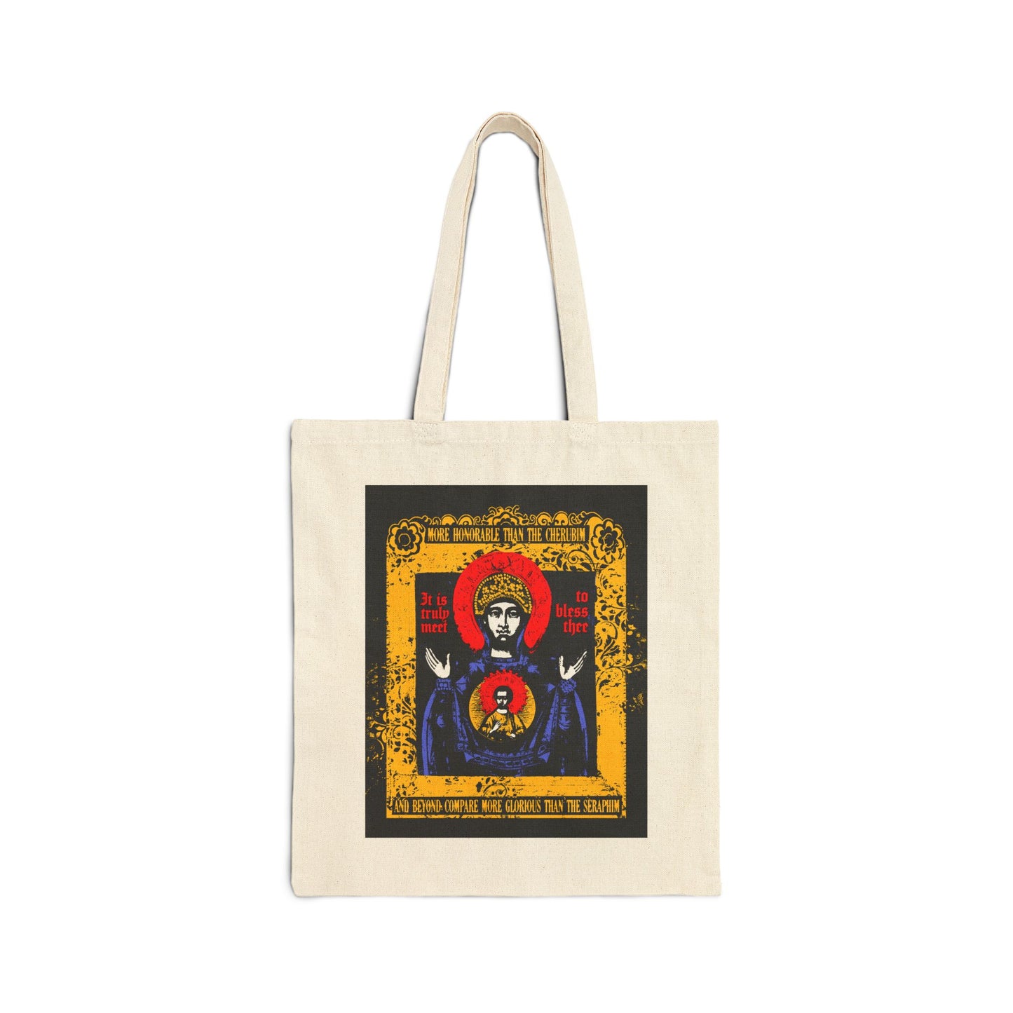 It is Truly Meet To Bless Thee Iconographic | Axion Estin Hymn to the Mother of God Theotokos | Orthodox Christian Tote Bag