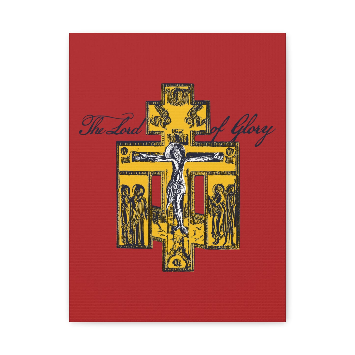 The Lord of Glory | Russian Golgotha Crucifix IconoGraphic (Red BG) | 1 Corinthians 2:8 | Orthodox Christian Canvas Art