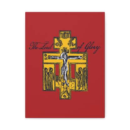 The Lord of Glory | Russian Golgotha Crucifix IconoGraphic (Red BG) | 1 Corinthians 2:8 | Orthodox Christian Canvas Art