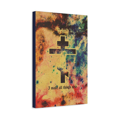 Behold, I Make All Things New (Revelation 21:5) | Cosmic Orthodox Cross On Inverted Starfield | Second Coming | Orthodox Christian Canvas Art