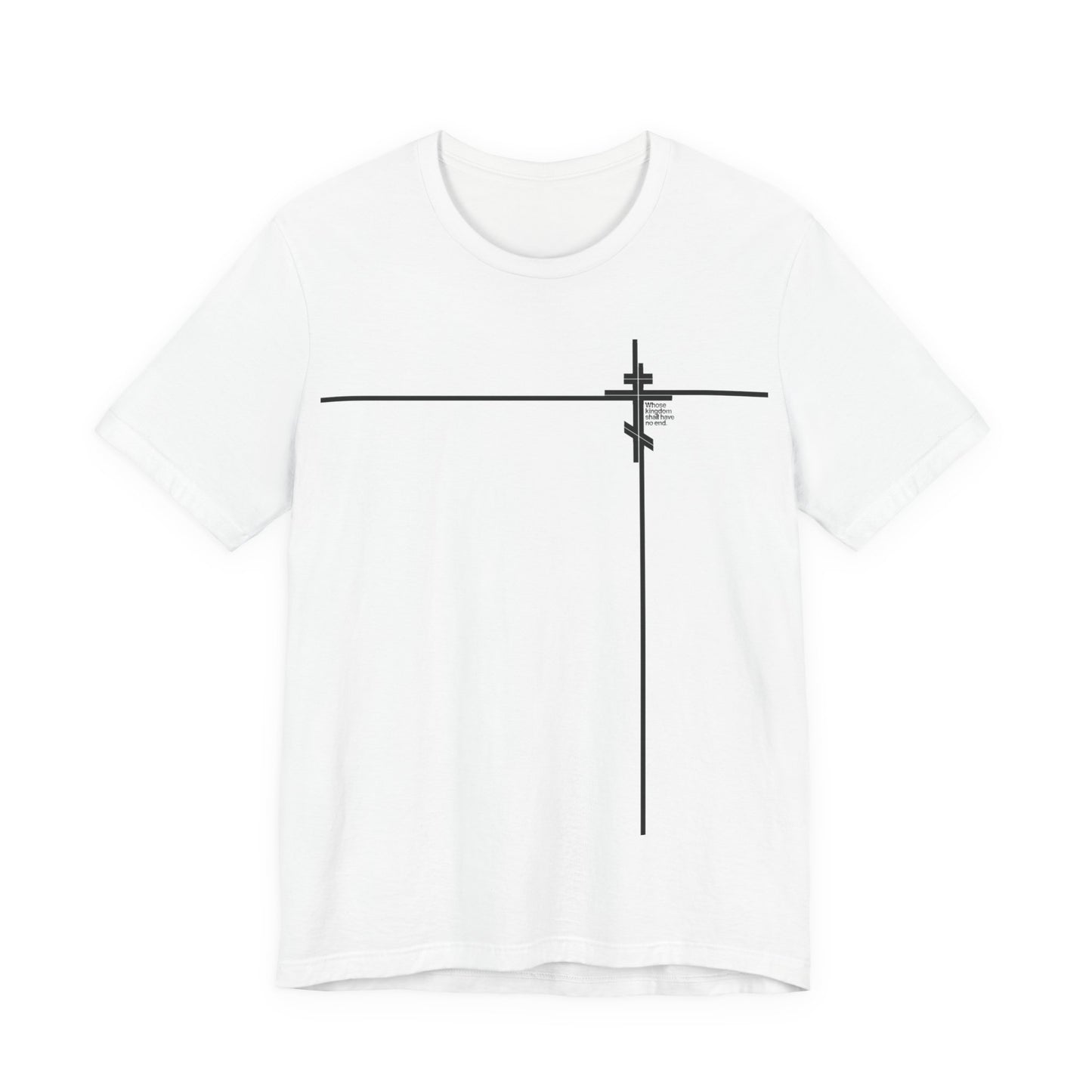 Whose Kingdom Shall Have No End (Small Design) | Luke 1:32-33 | Orthodox Cross | Minimalist Logo Style | Orthodox Christian Unisex Cotton Tee