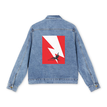 Shall Not Prevail | Satan Fell from Heaven Like Lightning (Luke 10:18) | Minimalist Design | Orthodox Christian Blue Denim Jacket