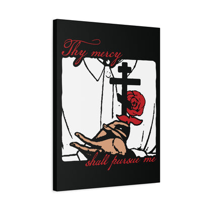 Thy Mercy Shall Pursue Me - Psalm 22 (23) | Orthodox Martyr's Cross and Rose Icono-Graphic Style | Christian Canvas Art