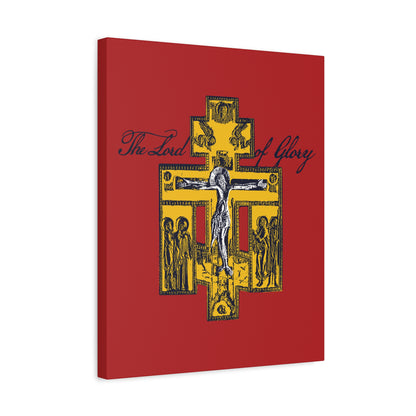 The Lord of Glory | Russian Golgotha Crucifix IconoGraphic (Red BG) | 1 Corinthians 2:8 | Orthodox Christian Canvas Art
