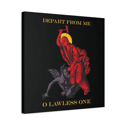 St Marina IconoGraphic (Depart from Me O Lawless One) | Saint Beating the Devil with a Hammer | Orthodox Christian Canvas Art