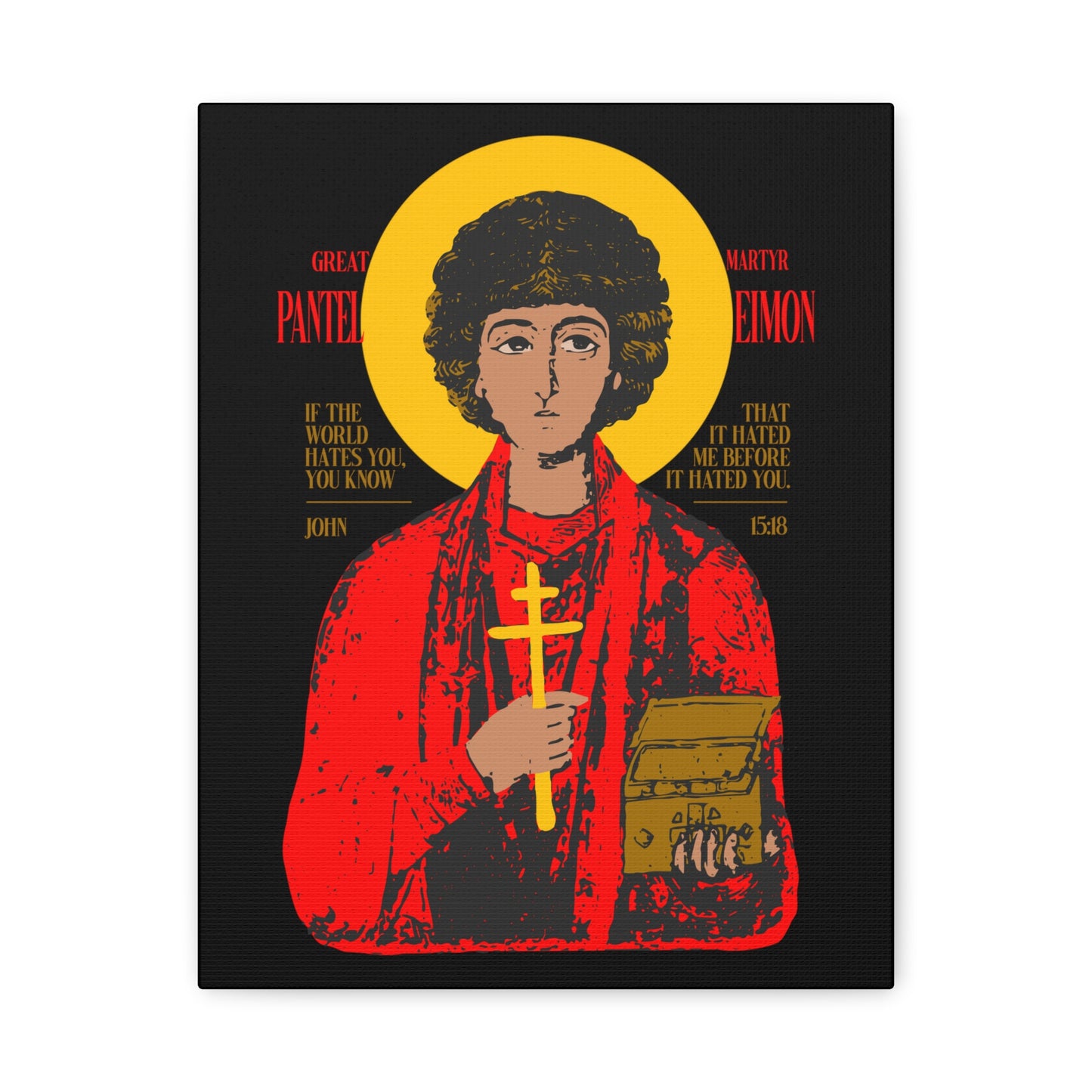 Great-Martyr Panteleimon IconoGraphic No. 1 | Orthodox Christian Canvas Art