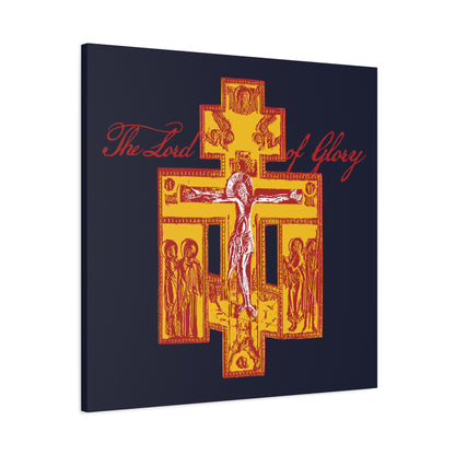 The Lord of Glory | Russian Golgotha Crucifix IconoGraphic (Blue BG) | 1 Corinthians 2:8 | Orthodox Christian Canvas Art