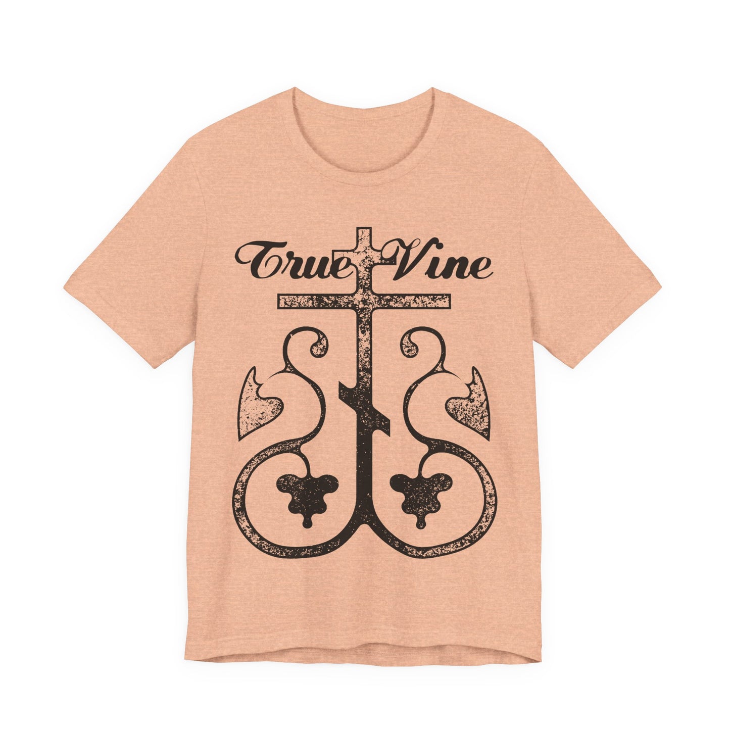 I Am the True Vine (John 15, Ezekiel 15) | Orthodox Cross with Grape Vine | Photocopy Effect | Christian Unisex Cotton T-Shirt