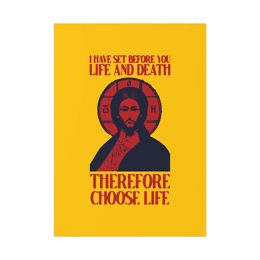 I Have Set Before You Life and Death (Deut. 30:11-20) Yellow Design No. 1 | Orthodox Christian Art Poster