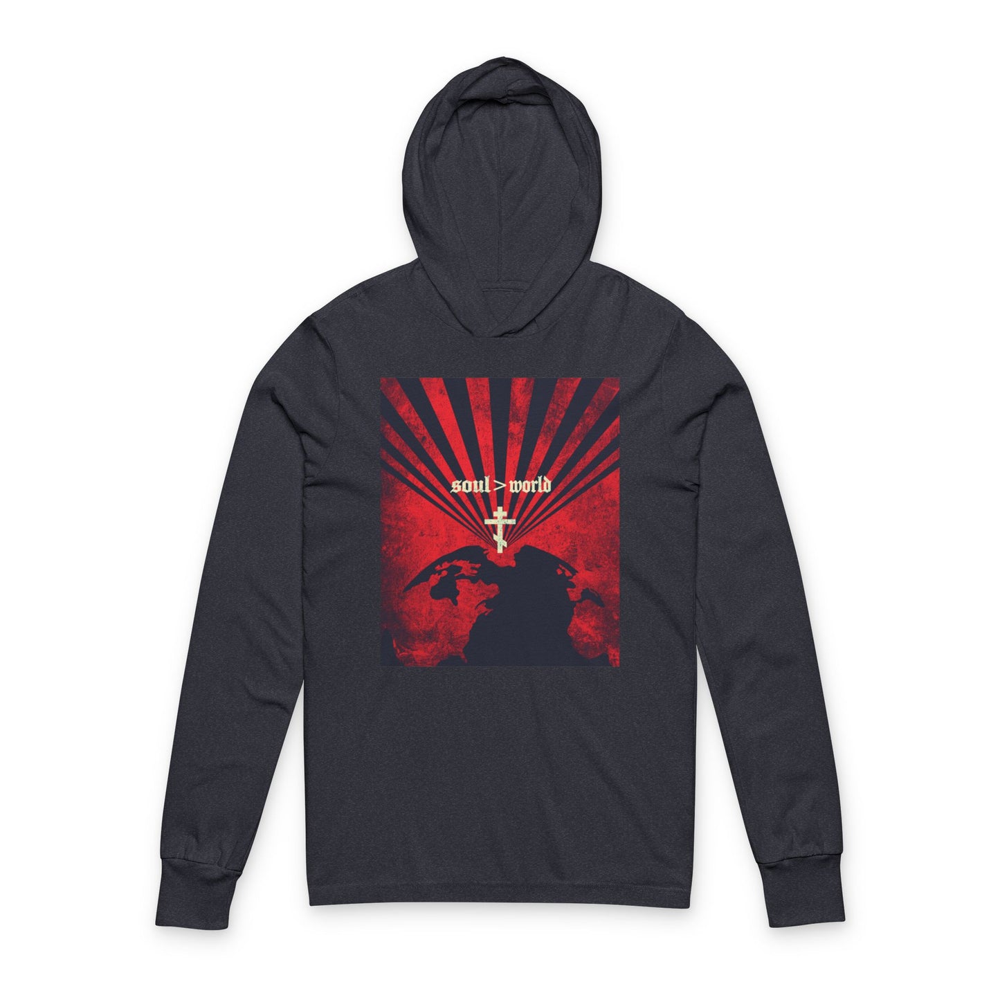 What Shall it Profit a Man | Matthew 16:26 | Soul Is Greater Than World | Red Earth White Cross | Orthodox Long Sleeve Hooded Shirt