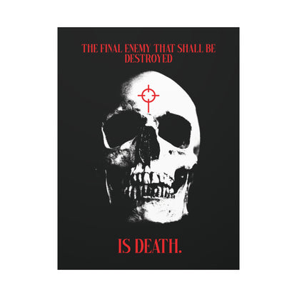 The Final Enemy That Shall Be Destroyed (1 Cor 15:26) | Skull in Crosshairs | Gothic Style Orthodox Christian Canvas Art
