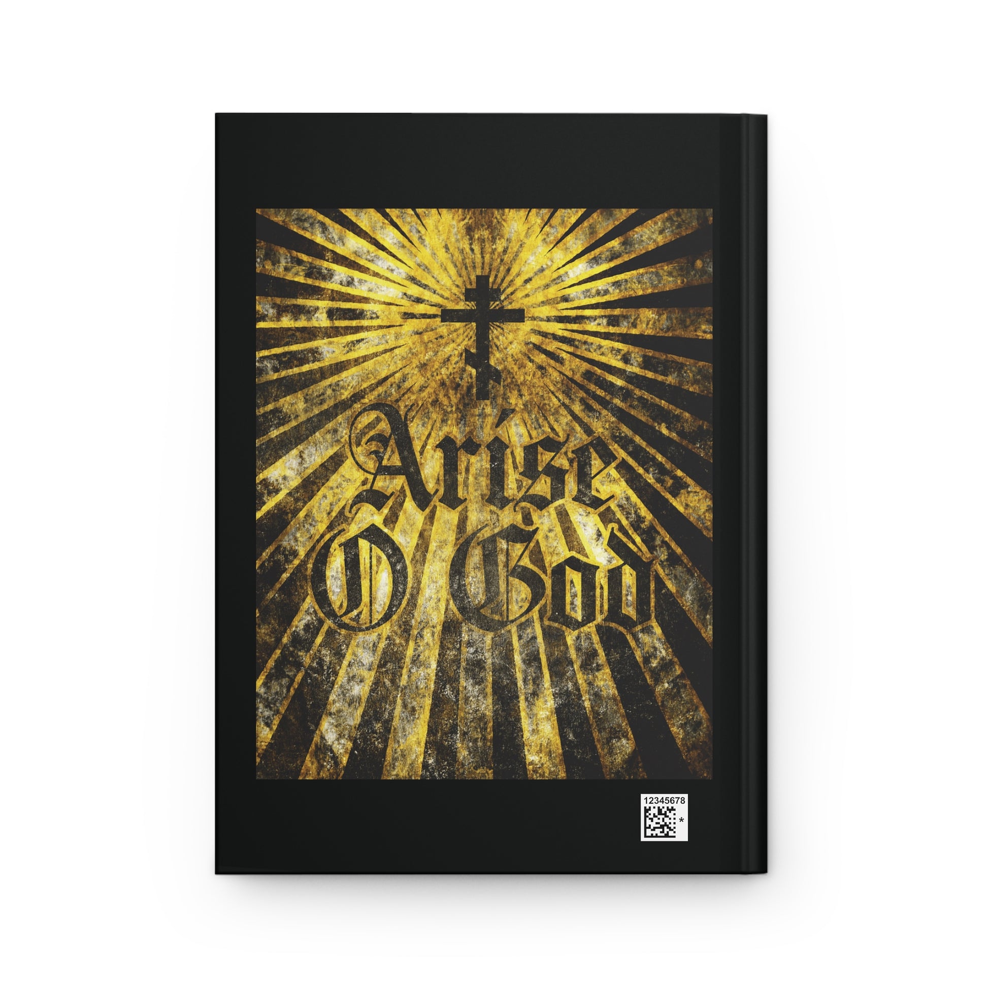 Notebook journal with a textured Gothic font, Orthodox cross, and golden rays, titled "Arise O God | Psalm 81 (82 LXX)," inspired by the Divine Council worldview—an ideal Orthodox Christian gift.
