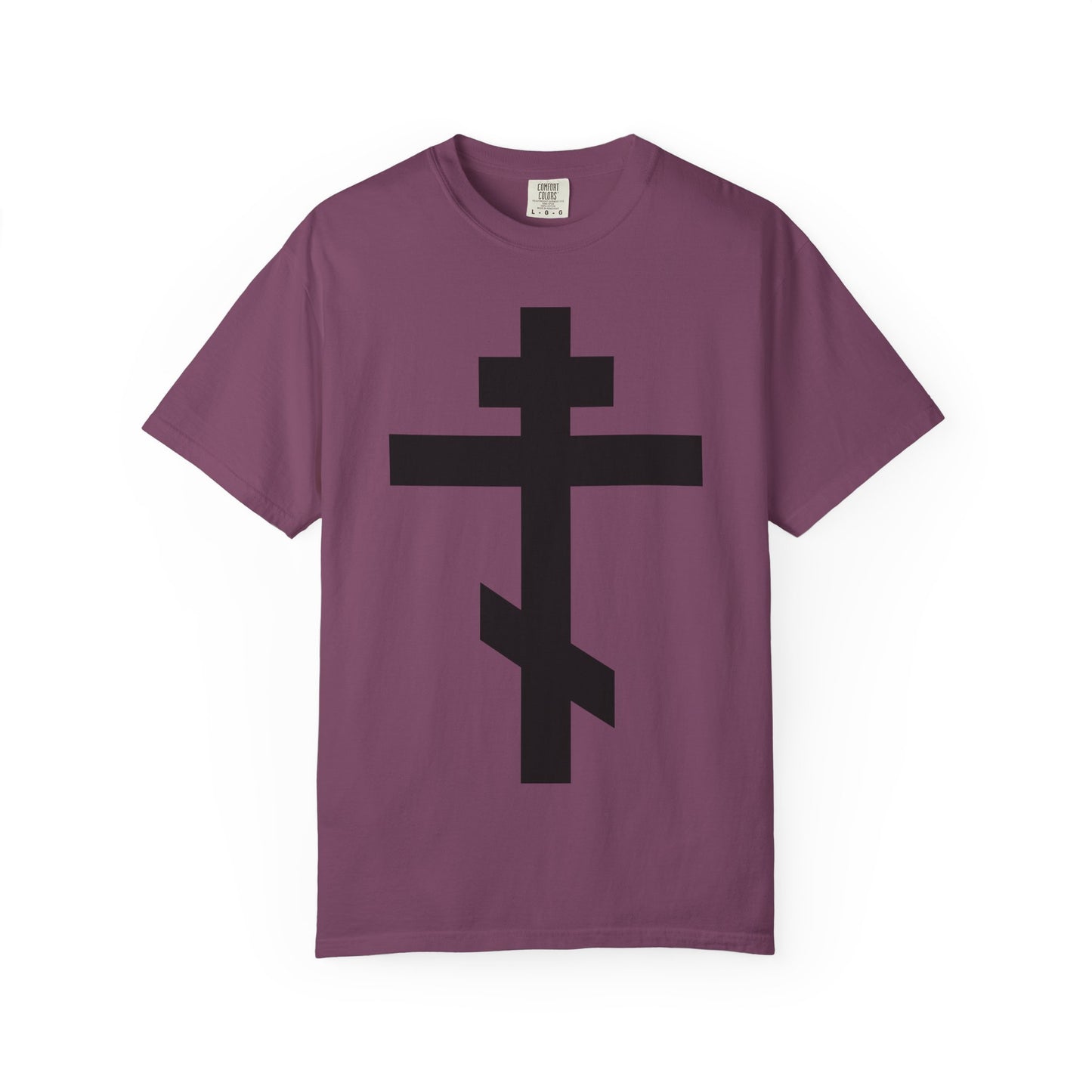 Large Black Orthodox Cross | He bore our sins on the cross so that we might die to sin & live to righteousness | Heavyweight Cotton Unisex Tee