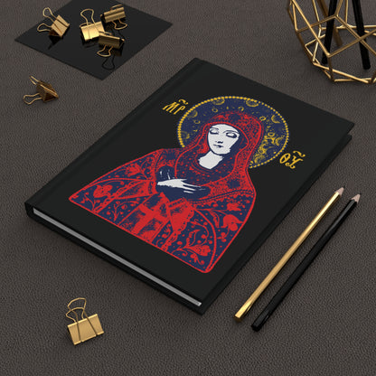 Joy of All Joys Tenderness Theotokos Iconographic Based on Traditional Orthodox Iconography | Red Design | Orthodox Christian Hardcover Journal