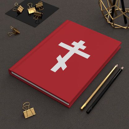 White Orthodox Cross on Red Background | Rejoice! O life-giving Cross, the fair Paradise of the Church | Christian Hardcover Journal