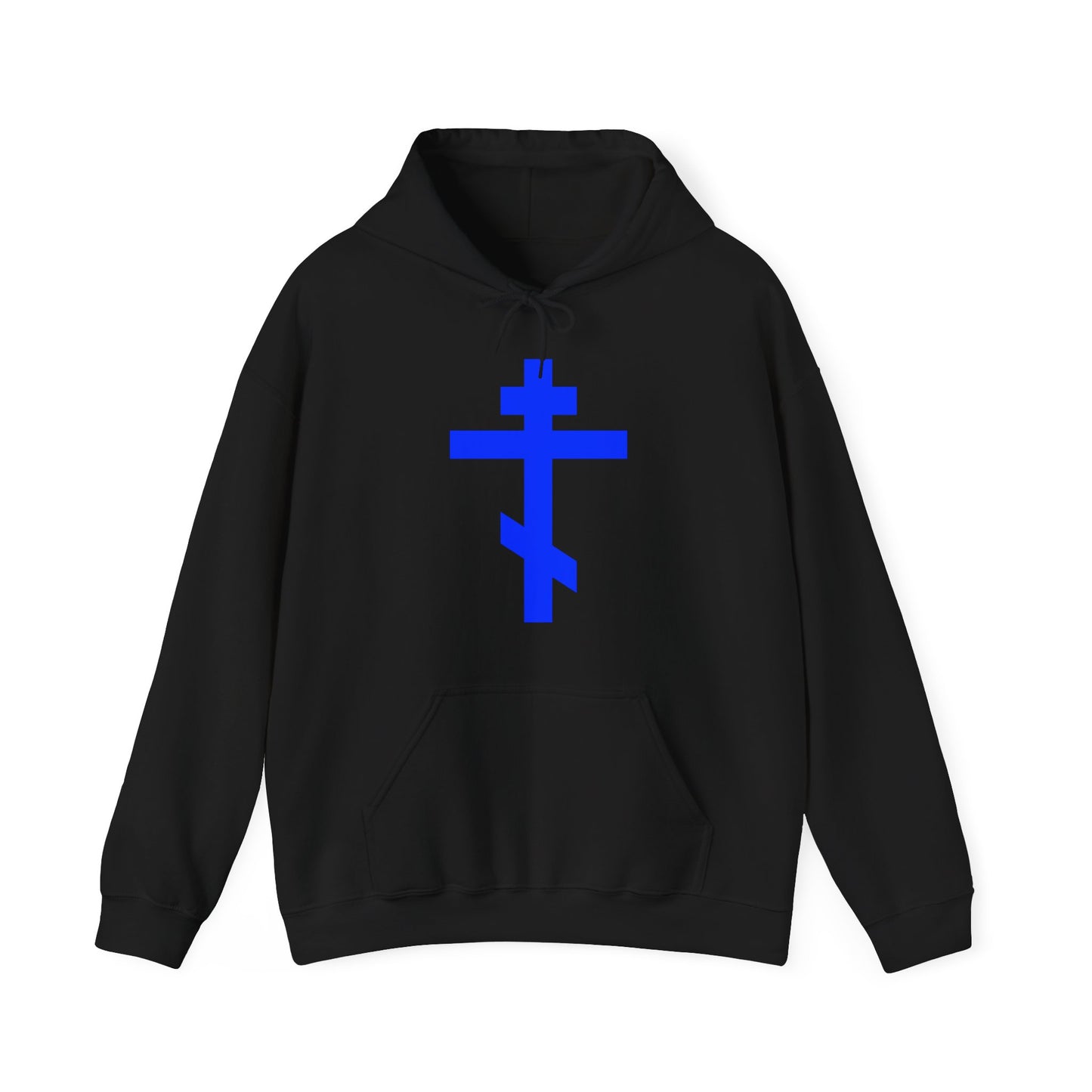 Royal Blue Orthodox Tribar Cross | Preserve Thy People By Thy Cross, O Lord | Christ is King | Christian Streetwear Hoodie