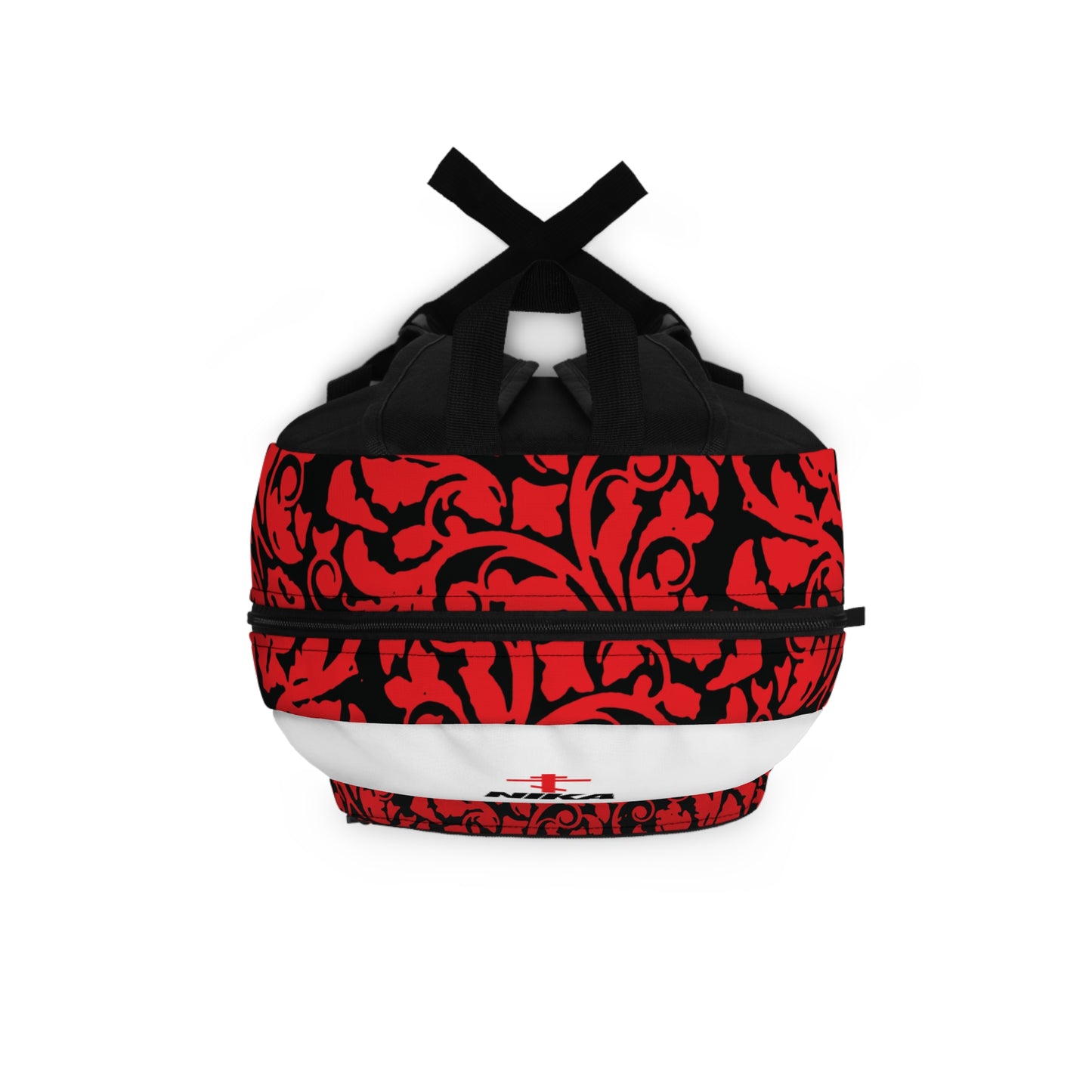 NIKA Red Orthodox Cross Black Text White Background | NIKE Logo Mashup | Minimalist Corporate Sports Logo Aesthetic | Orthodox Christian Backpack
