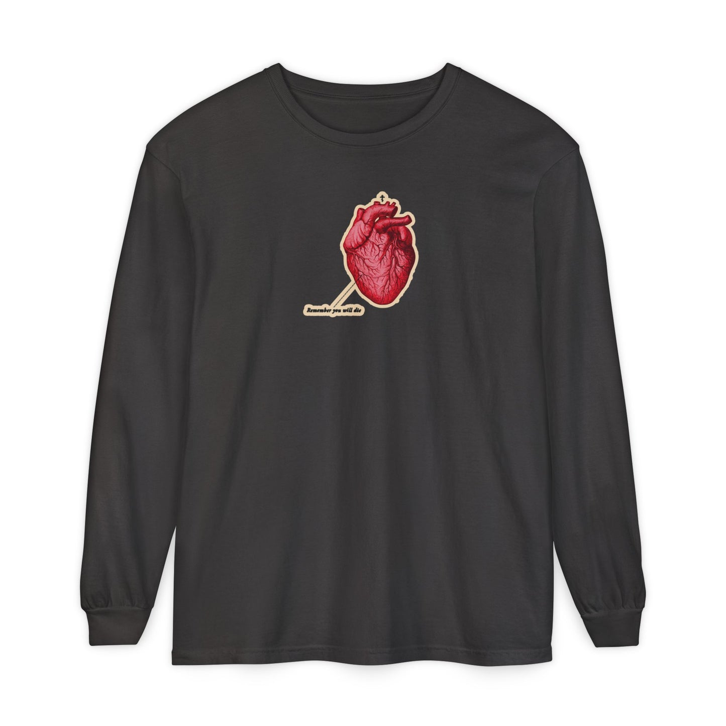 Remember You Will Die Retro Medical Textbook Heart Design | Orthodox Christian Long Sleeve Shirt
