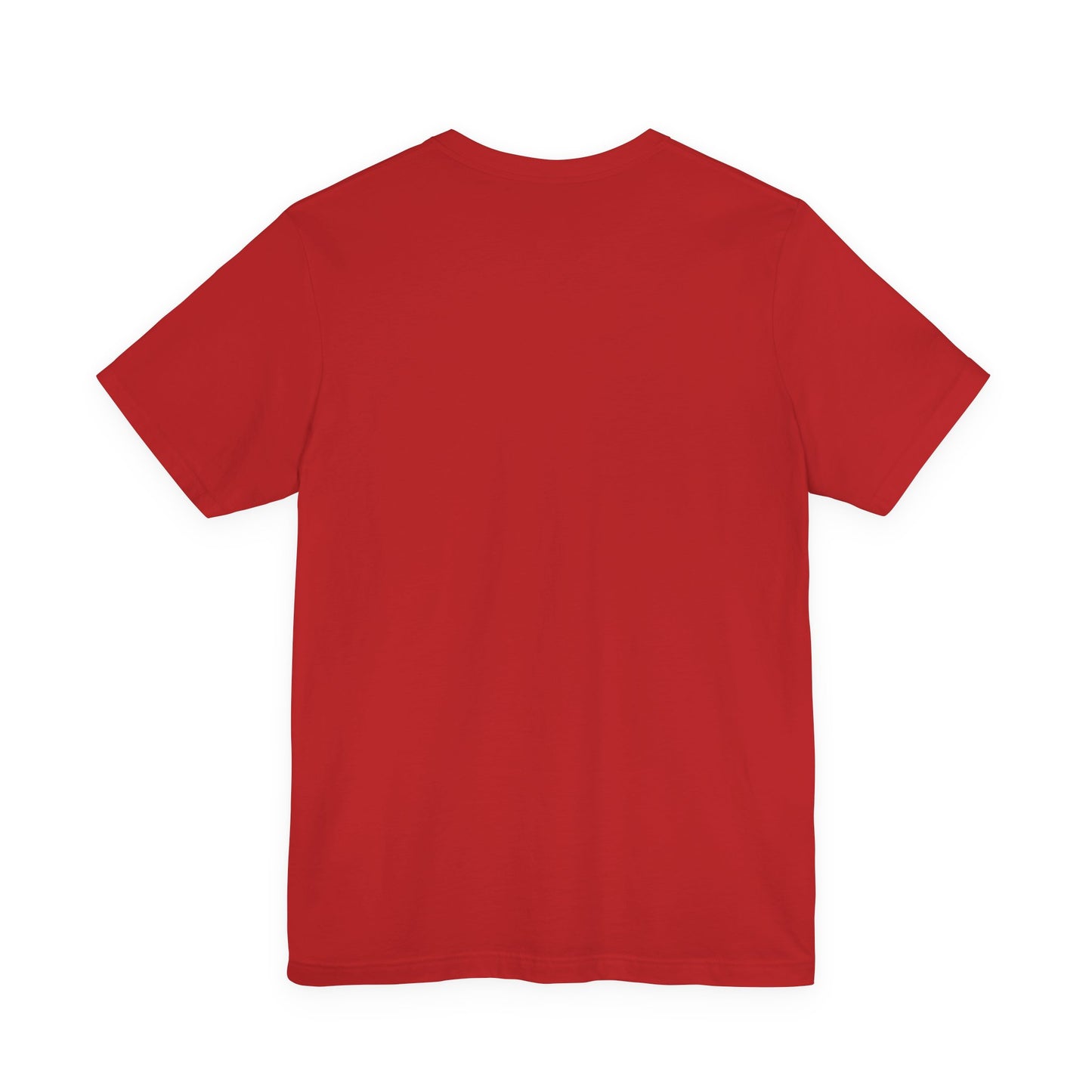 A plain red short-sleeve t-shirt, shown from the back on a white background, features the "King of Kings Crown of Thorns | The King of Glory" design inspired by Revelation 19:16 and Orthodox Christian faith.