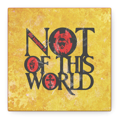 My Kingdom is Not of This World (John 18:36) | Bold Red, Yellow & Black Textured Design with Icon Motifs | Orthodox Christian Canvas Art