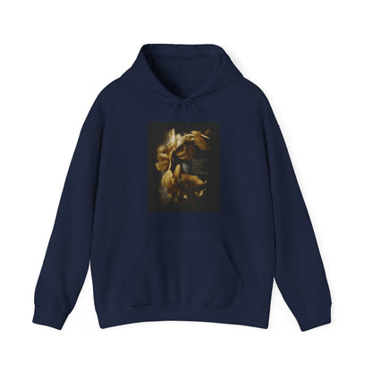 Navy "Beauty Will Save the World" hoodie features Dostoevsky-inspired photographic artwork and text glorifying Jesus Christ, Universal Creator & King, in a vintage style.