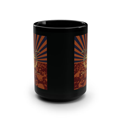 The Gates of Hades Shall Not Prevail | Cross with Wreath & Crown of Thorns | Skulls and Rays | Orthodox Christian Black Mug