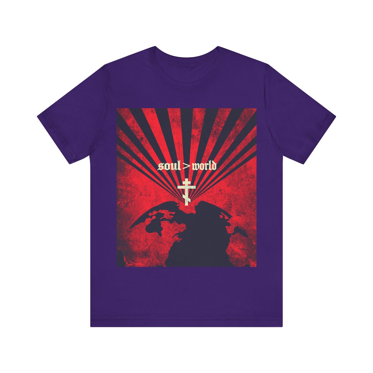 What Shall it Profit a Man | Matthew 16:26 | Soul Is Greater Than World | Red Earth Design with White Cross | Orthodox Christian T-Shirt