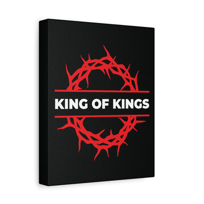 The "King of Kings Crown of Thorns" Bold Christian Canvas Art features a red crown of thorns with "KING OF KINGS" text, inspired by Revelation 19:16—celebrating Christ as King and the King of Glory.