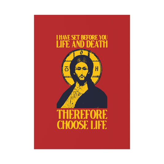 I Have Set Before You Life and Death (Deut. 30:11-20) Red Design No. 1 | Orthodox Christian Art Poster