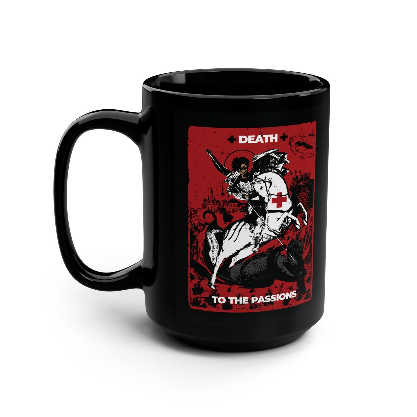 St George Slaying the Dragon | Death to the Passions | Unseen Warfare | Ascetic Orthodox Christianity | Orthodox Christian Black Mug