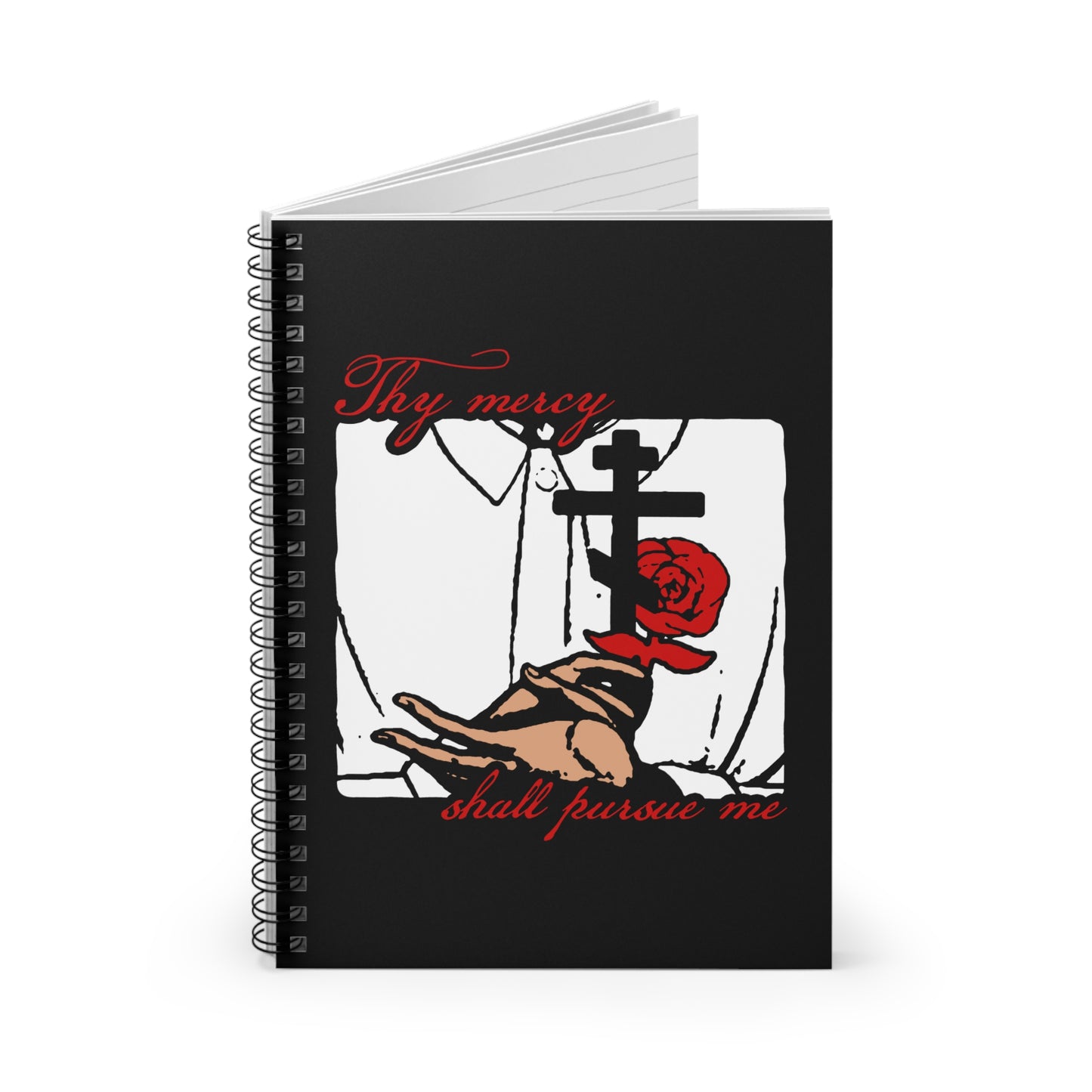 Thy Mercy Shall Pursue Me - Psalm 22 (23) | Orthodox Martyr's Cross and Rose Icono-Graphic Style | Orthodox Christian Spiral Notebook