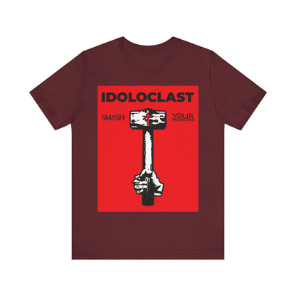 Idoloclast Idol-Smasher | Jesus NIKA Fist w/ Sledgehammer on Red Background | Smash Your Passions | Orthodox Christian T-Shirt