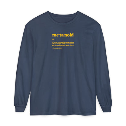 Metanoia Metanoid Definition | Proverbs 28:13 | Confession & Repentance | Minimalist Design | Orthodox Christian Long Sleeve Shirt